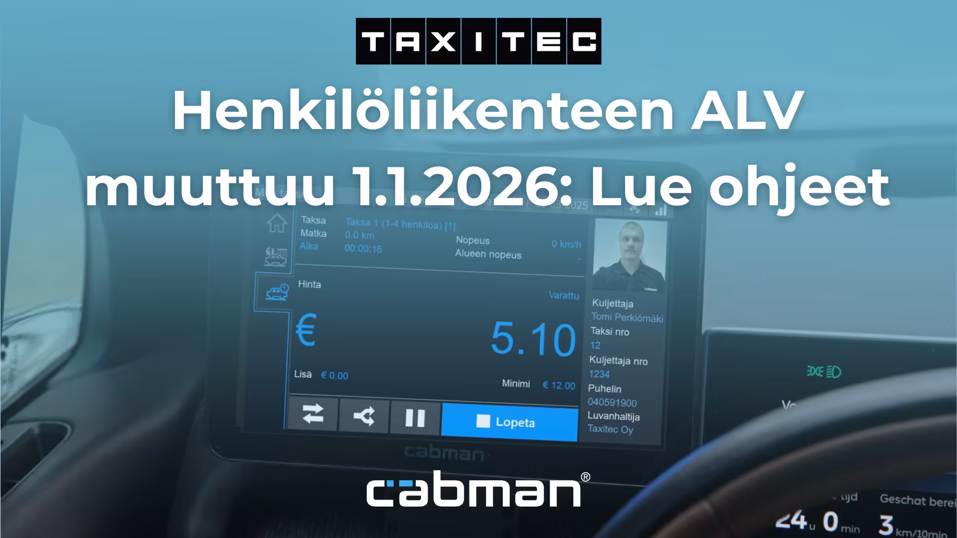 Henkilöliikenteen ALV-muutos- ja KELA-taksojen toimintaohjeet
